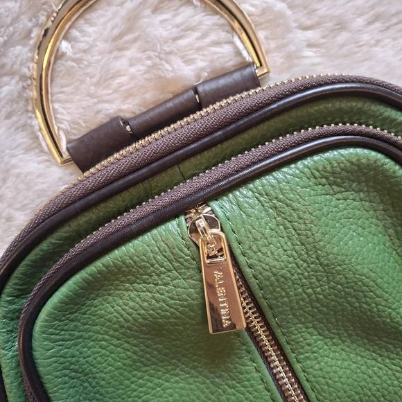 Valentina Genuine Leather Green Mini Backpack Purse Gold Hardware - Picture 2 of 6